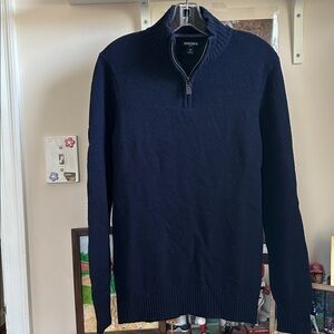 Bonobos Navy Slim Fit Lambswool Quarter Zip Sweater Size M